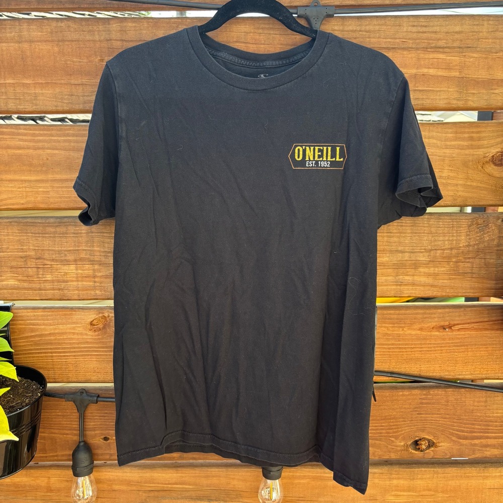 O'Neill T-Shirt Mens Medium Black Used Modern Fit Graphic Logo Surf Tee